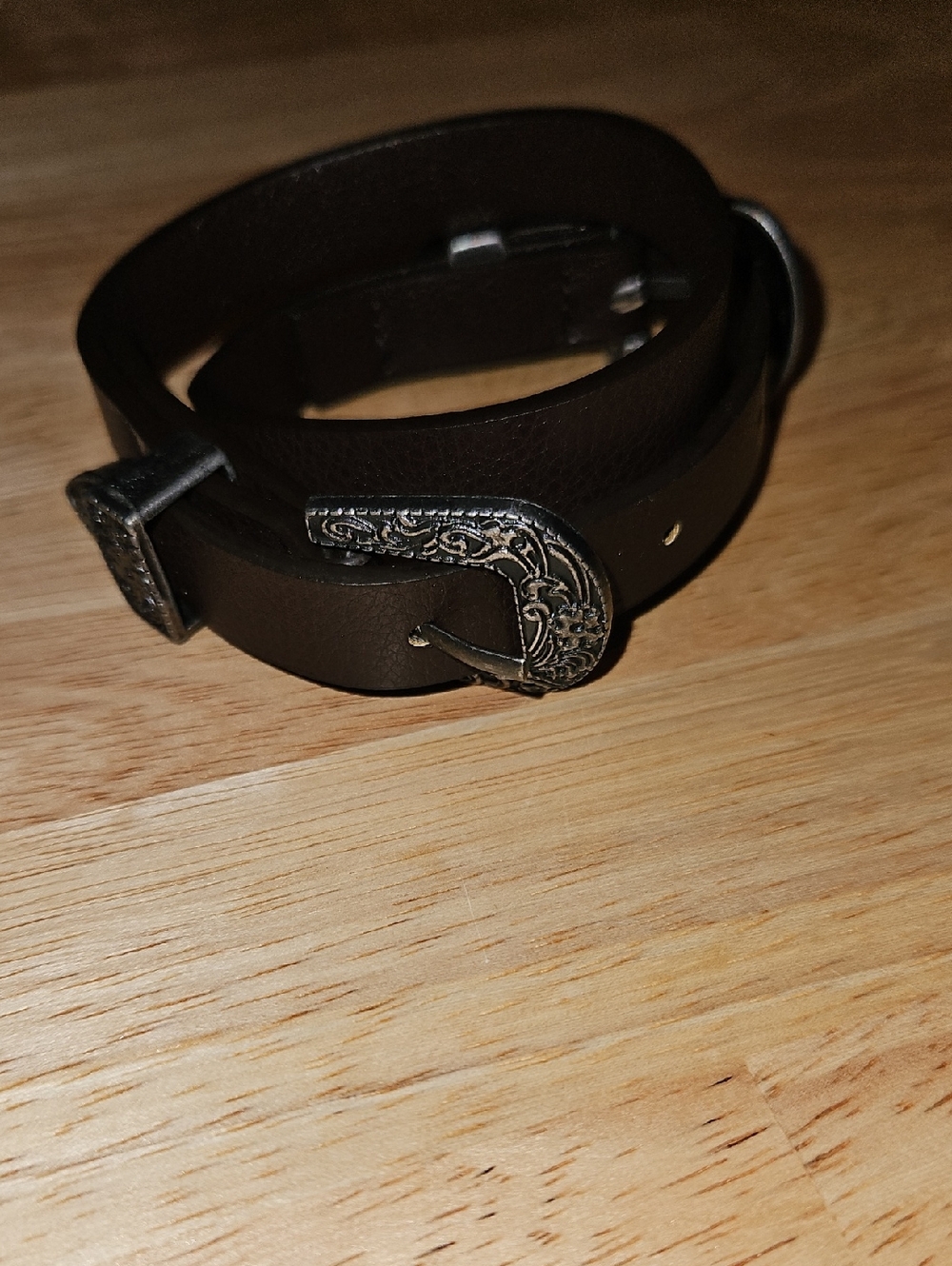 paparazzi Dark Brown Double Wrap Leather Bracelet with Ornate Buckle